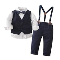 Lito Angels Jungen Anzug Set 4-teilig mit Weste Hemd Hose Schleife für Taufe Hochzeit Geburtstag Foto-Shooting Frühling Sommer Festlich Größe 92 (18–24 Monate) Blau