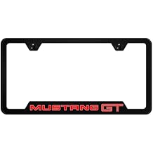 Au-TOMOTIVE GOLD, INC. Officially Licensed UV Print Logo on Black Polycarbonate Notched License Plate Frame for Mustang GT