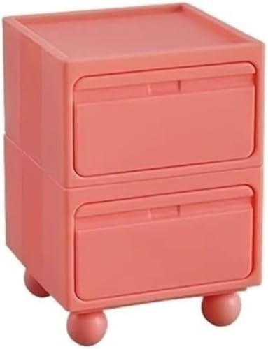 Multi-Functional 2-Tier Stackable Plastic Side Table with 2 Drawers - Compact Nightstand &amp; Small Coffee Table for Home Storage (Multi-Colored)