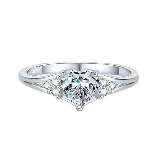 Bague de mariage argent sterling 925 et cœur zircone précieux