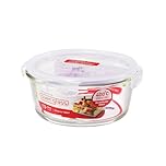 LocknLock Eco Ovenglass Glass Food Storage Containers with Lids 950ml - Airtight, Leakproof Round Glass Food Container with Recycled Plastic Lid, Oven Safe, Dishwasher Safe, Diameter 18 x 8cm