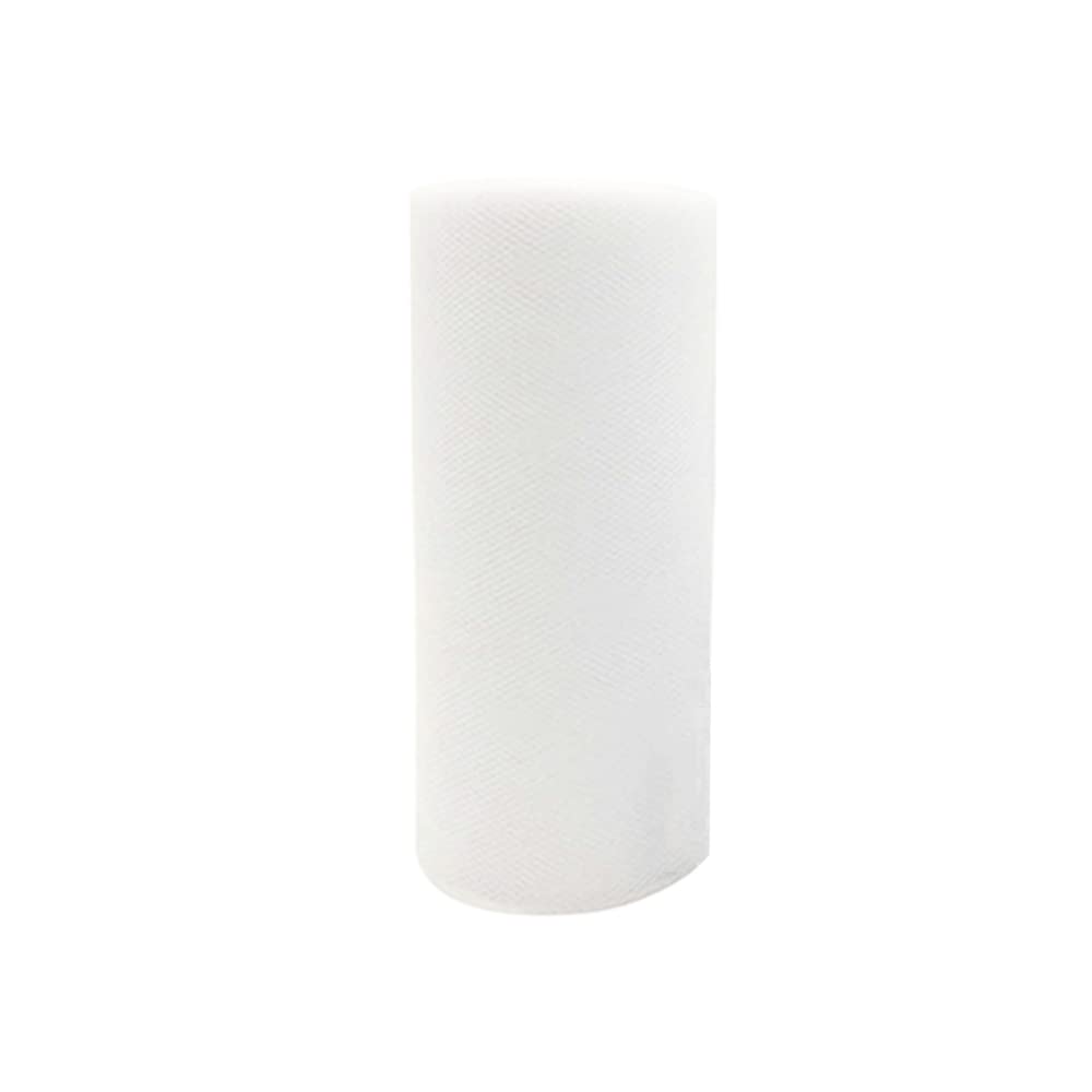 SEIWEI 6 Inch 25Yards Tulle Roll Spool Tutu Party Birthday Wrapping Crafts Bridal Bow Skirt Wedding Decor, 2 Rolls White