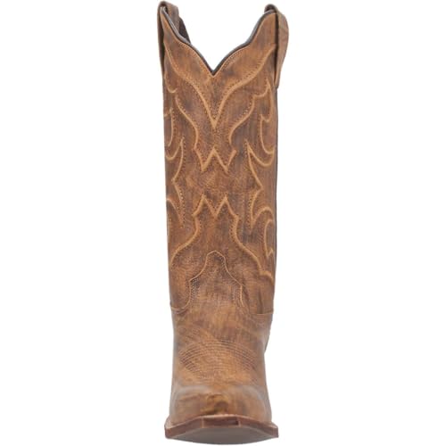 Image of Laredo Womens Reva Embossed Snip Toe Pull On Casual Boots Mid Calf Low Heel 1-2 inch - Brown