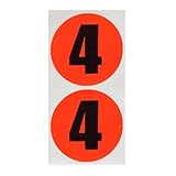 ChromaLabel Etiquetas redondas de 7.6 cm extraíbles con código de color, etiquetas de inventario numeradas, 100 etiquetas por paquete, rojo fluorescente naranja, cuatro