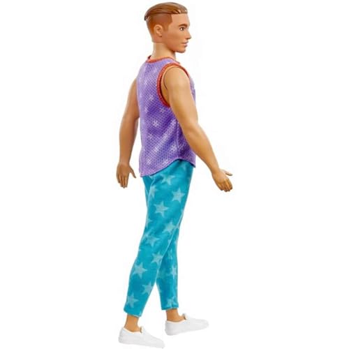 Muñeco Barbie Ken Fashionistas con ropa morada y joggers azules miniatura 3