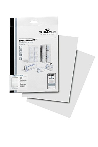 Preisvergleich Produktbild Durable Einsteckschilder Badgemaker, 80 Schilder im A6 Format, weiß, 142002
