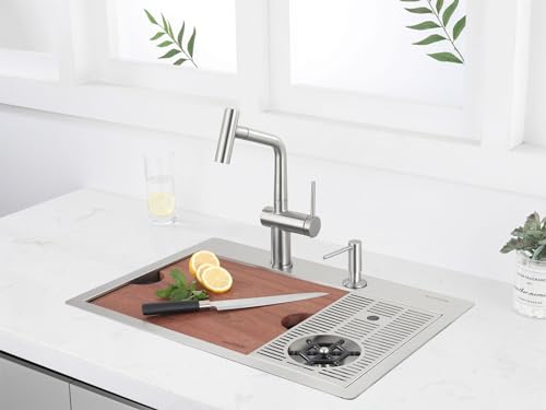 AguaStella AS15TXSS Drop in Bar Sink with Glass Rinser Stainless Steel Overmount Prep Kitchen Sink 23-1/4 Inches Single Bowl… by AguaStella - Used condition - Image 8