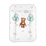 Colchón cambiador bebé 50x70 cm blanco con oso – cambiador para cómoda, impermeable y lavable – colchoneta cambiador bebé cómoda y fácil de limpiar
