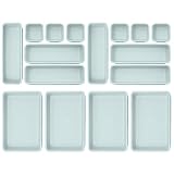 Famhap 16 PCS Drawer Organizers, 3-Size Versatile Desk Drawer Organizer Trays with Non-slip Silicone