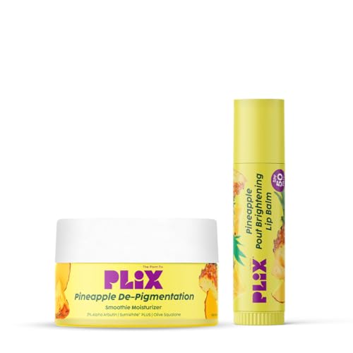 Image of PLIX - THE PLANT FIX Pineapple Lip Balm SPF 50 + Smoothie Moisturizer | Kojic Acid, Vitamin C, Alpha Arbutin | Fades Pigmentation | Brightens Dark Lips & Skin