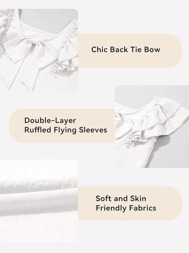 Image of DOKOTOO KIDS Girls Shirts Summer Cute Double Ruffle Short Sleeve Tie Back Bow Tee Tops 6-15 Years
