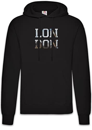 London Hoodie Urban Backwoods - Sweat à capuche noir en coton pour homme