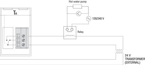 Wiring diagram for Aube TH140-28-01-B thermostat