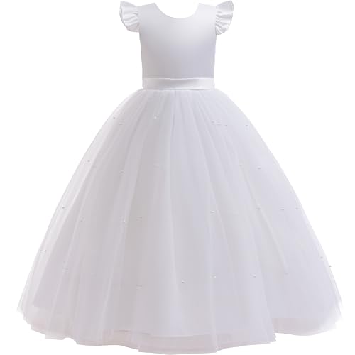 Glamulice Flower Girls Satin Tulle Bridesmaid Dress Long A Line Wedding Birthday Pageant Party Dresses