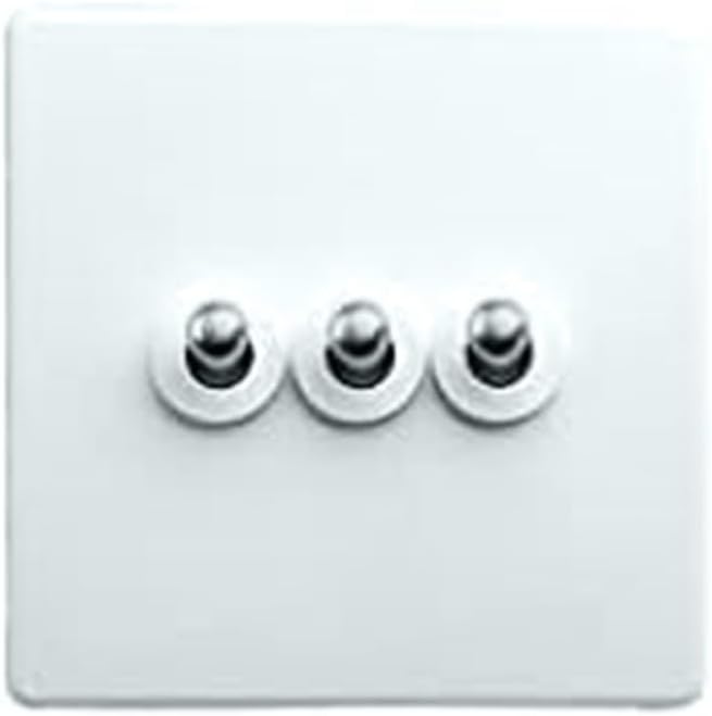 86Type 2Way White Toggle Light Switch Stainless Steel Wall Toggle Light Switches Brass Lever Antique Handmade Switch Dual Control Lever Toggles Switches for Hotel(3Open Dual Control)