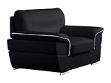 Optez pour l'élégance intemporelle et le confort de ce salon en cuir de vachette THIBAULT ! Fauteuil noir. Cuir de vachette épaisseur 1,0 - 1,2 mm. Assise garnie de mousse polyuréthane haute résilience. Pieds en métal.
