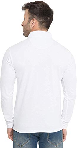 Image of CHKOKKO Men's Polo Cotton Regular Fit Full Sleeves T-Shirt with Pocket White Size S