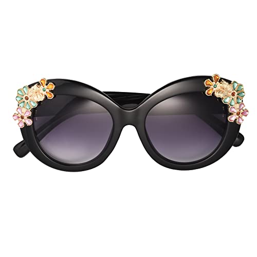 Betsey Johnson Women's Garden Party Sunglasses Round, Black, 141 mm2