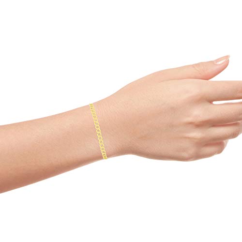 Nuragold 10K Yellow Gold 4.5Mm Cuban Curb Link Chain Bracelet, Womens Mens Lobster Clasp 7" 7.5" 8" 8.5" 9" - Real Gold Jewelry #TOP4