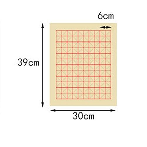 YIJU Papel de arroz com grades, papel de Sumi com grade de escrita a tinta, papel Xuan para praticar