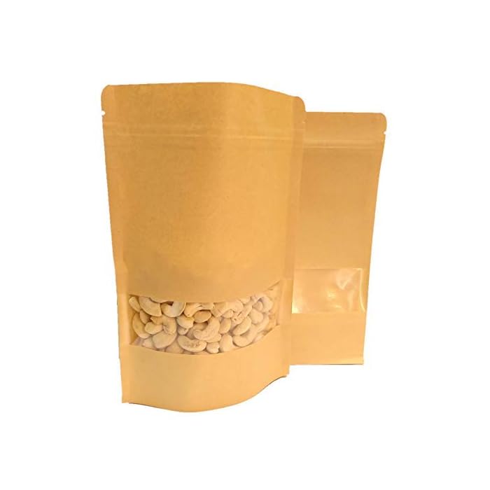 Buy Adaamya® Reusable & Zip Lock Brown Kraft Stand Up Paper Pouch Bags with Rectangle