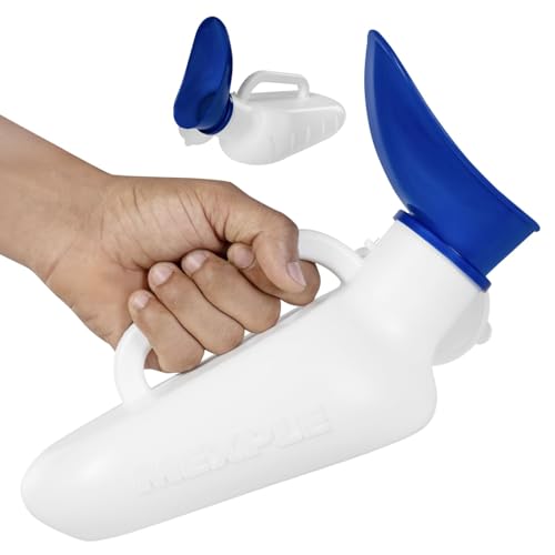Image of MEXPLE Unisex Peepod Urinal Pot 1000 ML | Portable Urine Bottle with Female Cup Pee Funnel | Medical Grade Urine Collector for Men Women Bedridden Patients - White