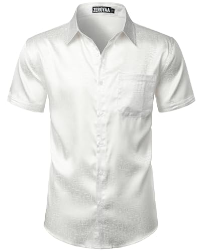 Amazon.com: ZEROYAA Men's Shiny Luxury Silk Satin Jacquard Dress