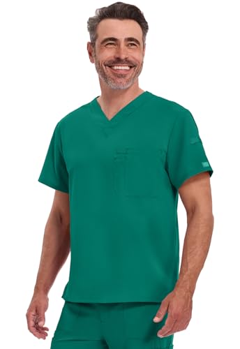 Image of Dickies EDS Essentials Scrubs for Men V-Neck 360 Stretch Medical Scrub Top | Relaxed Fit, 2 Pocket Design, 360 Stretch, Moisture Wicking Fabric, Durable Construction, Side Vents, Easy Care