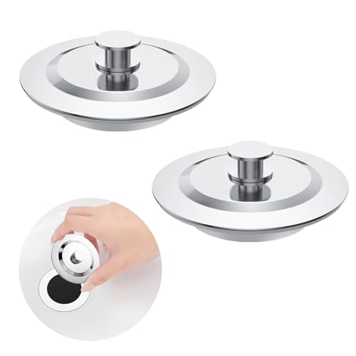Funnaura 2PCS Universal Bath Plug Replacement, Stainless Steel Bathroom Plugs for Bathtub, Kitchen Etc Take Out Easily