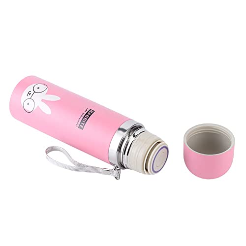 500ml Cartoon Vacuum Cup Kids Water Bottle Portable Stainless Steel Insulation Keep Cold or Hot Drinks for Hours Ice Drink Hot Beverage (Pink) - Image 2
