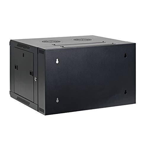 AEONS 6U Professional Wall Mount Server Cabinet Enclosure Double Section Hinged Swing Out 19-Inch Server Network Rack Locking Glass Door 22-Inches Deep Black (Fully Assembled)