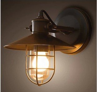 Preisvergleich Produktbild Nordamerikanische Land Loft Eisenindustrie Retro Schlafzimmer Nachttischlampe Gang Treppen Balkon Lampe Wandleuchte Cage, Rusty Band Edison die Glühbirne