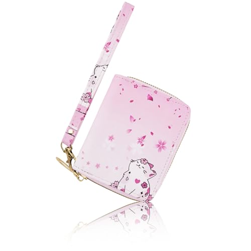 Image of Girls Wallet for Kids, Kids Wallet for Girls 6-8 8-10 10-12, Small Cute Cat Leather Toddler Purse with Wristlet and Coin Pocket, Christmas Stocking Stuffers Birthday Gift for Teen Girls