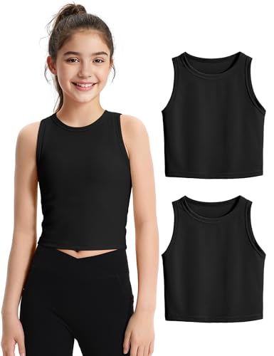 JOCMIC 2 Pack Girls Tank Tops Kids Athletic Tanks Basic...