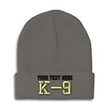 Custom Beanies for Men K-9 Police Embroidery Dog Skull Cap Winter Hats for Women Acrylic One Size Dark Grey Personalized Text Here