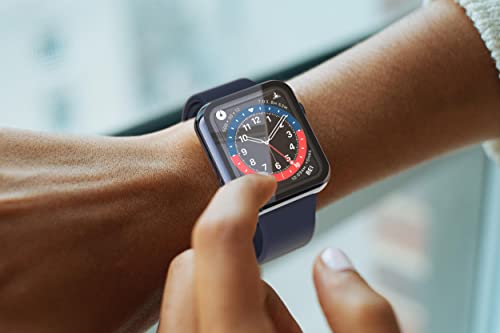 Image of Misxi Case with Screen Protector for 45mm Apple Watch Series 9 /8 /7 | 2-Pack Cover with Tempered Glass for 9 /8 /7, Scratch Resistant Sensitive Touch Protection, 1 Blue + 1 Transparent