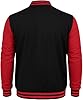 Decrum Letterman Jacket Men - High School Baseball Bomber Style Mens Varsity Jackets, Black & Red - Chenille Letter B, S #3