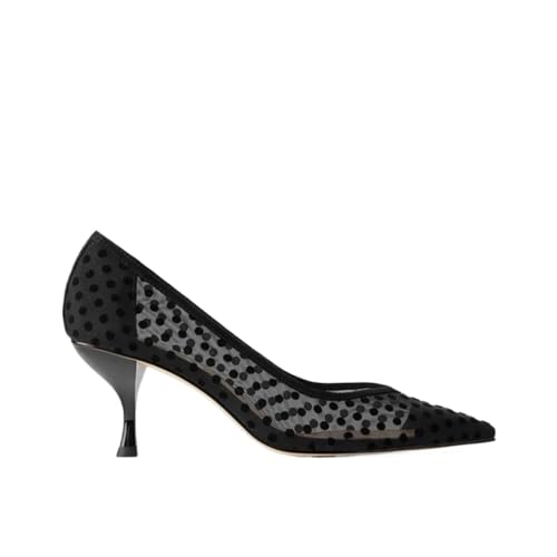 Chaussures à talons hauts d'automne au design pointu raffiné et motifs pois