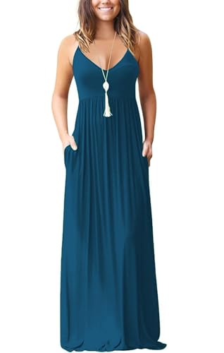 Soinku Women's Sundress 2025 Summer Casual Loose Maxi Dress Spaghetti