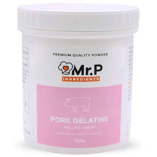 Mr.P Ingredients Pork Gelatine 250g 250 Bloom Powder Stabiliser Gelling Aerating Agent Instant Gluten Free Non-GMO (Recyclable Pot)