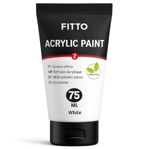 Fitto 75ml Acrylic Paint White Ideal for Art Craft & DIY Projects