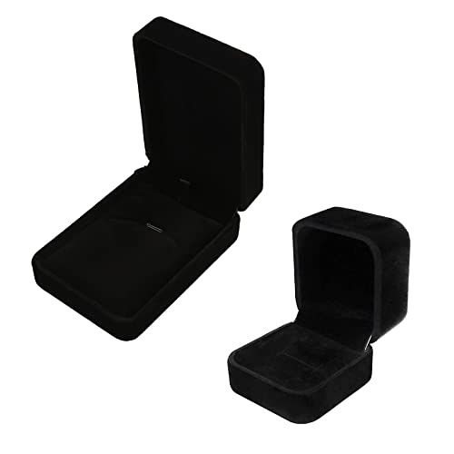 Halskette/Ring Box , Anhänger Geschenk Box schwarz lange Kette Schmuck Display Kasten für Geschenke von Verlobung Hochzeit Jahrestag Weihnachten Thanksgiving Valentinstag Geburtstag,2 Stück Cover