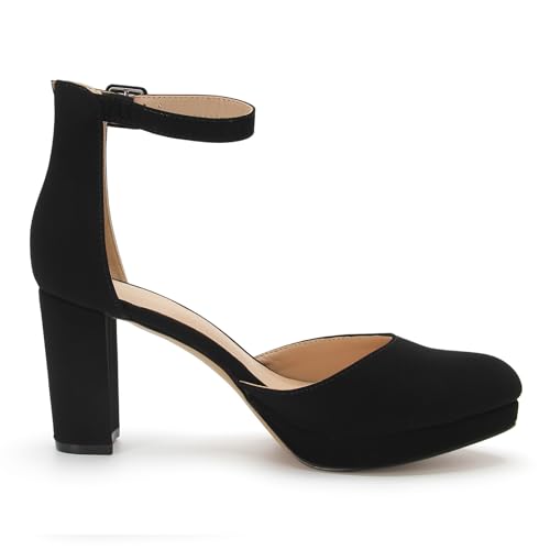 Women's Pumps, 3.2 Inch Low Closed Toe Heels,Chunky Heels for Women with Ankle Strap, Soft Dressy Shoes for Office,Wedding, Party2