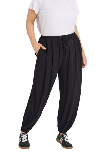 Image of Yours Curve Cuffed Balloon Trousers - Women's - Plus Size Curve Black