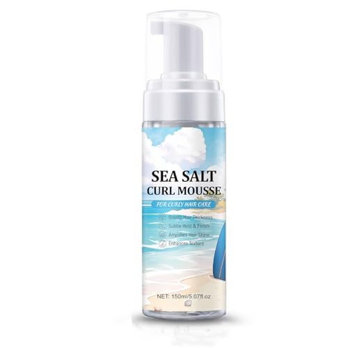Sea Salt Curl Mousse Volumizing Foam 150ml - Curl Enhancing Styling Foam For Curly Hair Definition - Texturizing Anti Frizz Hair Mousse With Aloe Vera - Lightweight Hold For Beach Waves Women Men