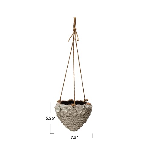 Bloomingville AH2854 Stoneware Seashell Rope, Ivory Hanging Planter thumb #2