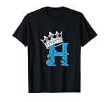 Blauer Buchstabe H Initiale + Krone Blaue Grafik T-Shirt