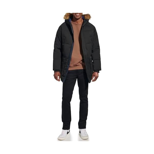 Tommy Hilfiger Mens Arctic Cloth Heavyweight Performance Parka Down Alternative Fur Lined Hood Outerwear Coat