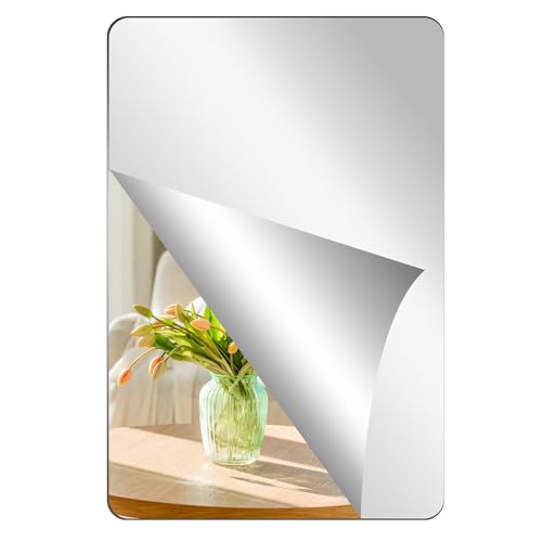 Molain Espejo adhesivo acrílico, pegatinas de espejo acrílico para paredes, 20 x 30 cm, espejo autoadhesivo, espejo flexible, lámina de espejo decorativa, espejo de pared para baño, salón, dormitorio
