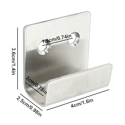 Image of 10PCS Wall Mounted Hook Fastener, Silver Stainless Steel Tile Wall Display Clip, Heavy Duty Flat J-Shaped Hook Hanger, Thicken Tile Hanger for Wall Display (Inner Width 20MM)
